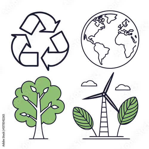 vector set of ecology icons