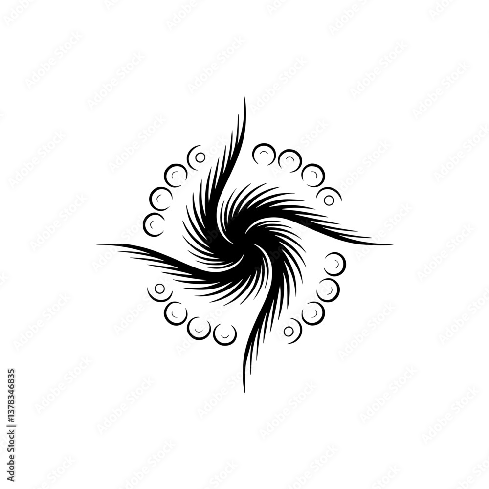 Fototapeta premium Abstract Black Swirl Mandala on Cream Background