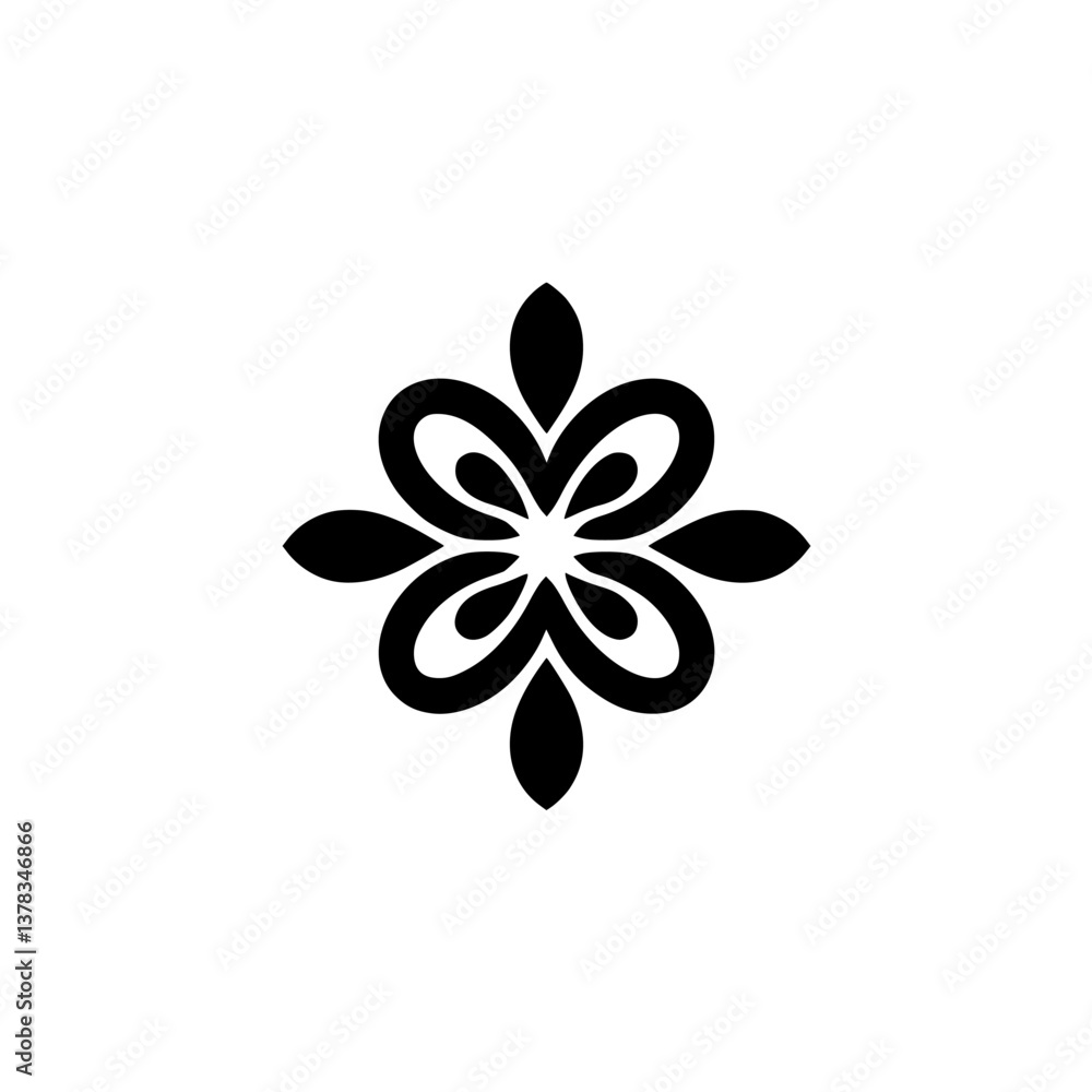 Fototapeta premium Floral Flourish Logo Design: Minimalist Black Emblem on White