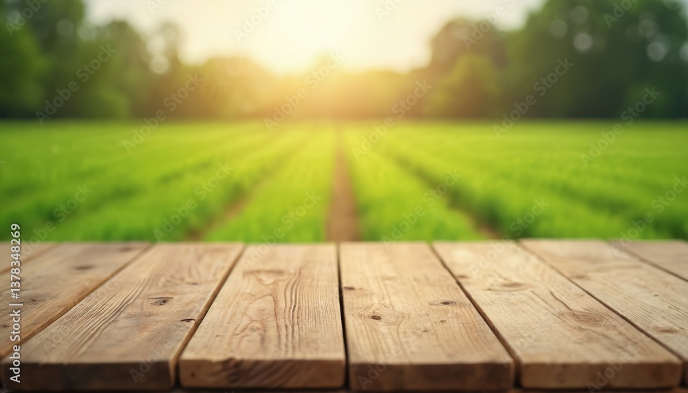 Rustic wooden table surface with blurred farm field background. Empty wood desk for product display. Sunny sunlight natural setting. Harvest agriculture food concept. Rustic wooden table surface with blurred farm field background. Empty wood desk for product display. Sunny sunlight natural setting. Harvest agriculture food concept.
