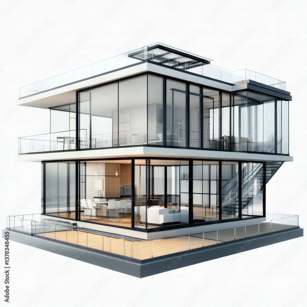 Modern Glass House Architectural Design Rendering Modern Glass House Architectural Design Rendering