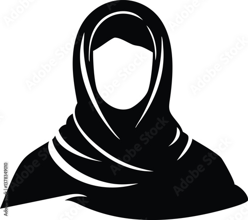 Isolated Silhouette of a Woman in Hijab with Elegant Wrapping, Transparent Background