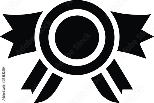 Black Award Ribbon Isolated on White Background Elegant Design