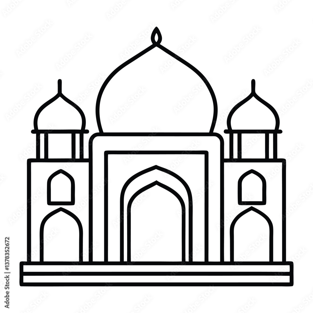 Elegant Line Art of a Mosque Symbolizing Architecture and Spirituality Elegant Line Art of a Mosque Symbolizing Architecture and Spirituality