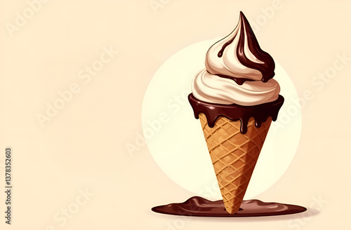 National Chocolate Ice Cream Day design template. Chocolate ice cream design. Chocolate illustration.