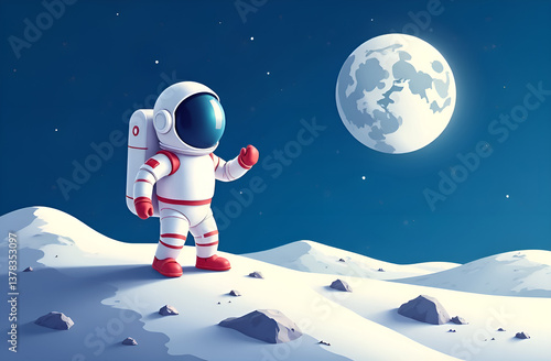 Astronaut on the moon. Congratulations on International Cosmonautics Day. Space.Moon.