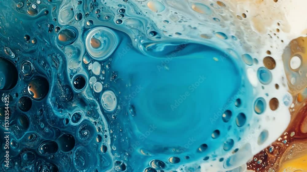 Vibrant Fluid Art: An immersive macro shot of mesmerizing fluid art with captivating blue, gold and white hues, evoking the depths of an ocean and celestial wonders. Vibrant Fluid Art: An immersive macro shot of mesmerizing fluid art with captivating blue, gold and white hues, evoking the depths of an ocean and celestial wonders.