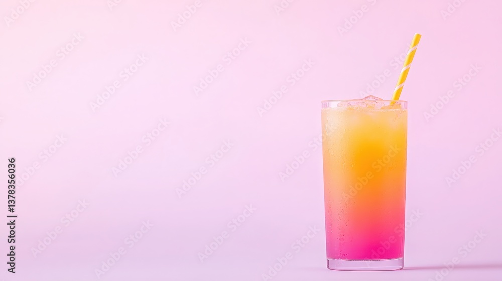 Sunset Cocktail Drink, Refreshing summer cocktail in tall glass Sunset Cocktail Drink, Refreshing summer cocktail in tall glass