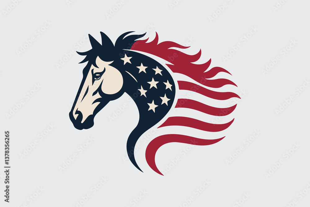 Fototapeta premium patriotic horse Black and White Vector