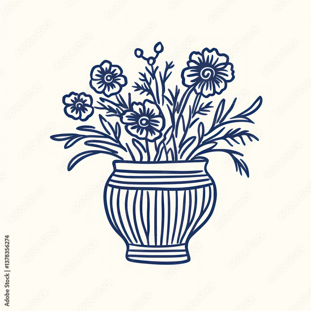 Antique vase flower flowers art illustration.