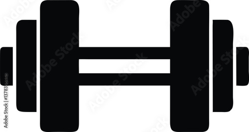 Black Dumbbell Weight Isolated on White Background Strength Training Equipment