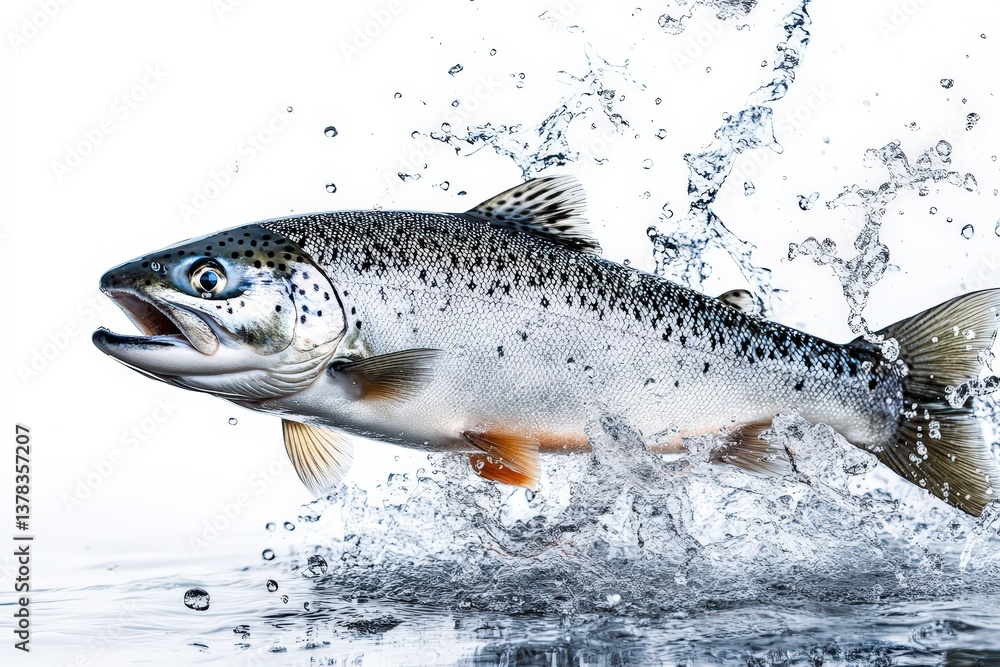 Obraz premium A healthy fish leaping out of the clear and refreshing water