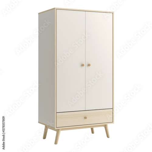 Obraz na płótnie Minimalist Scandinavian wardrobe with white doors, light wood frame, and modern design, perfect for contemporary interiors w salonie