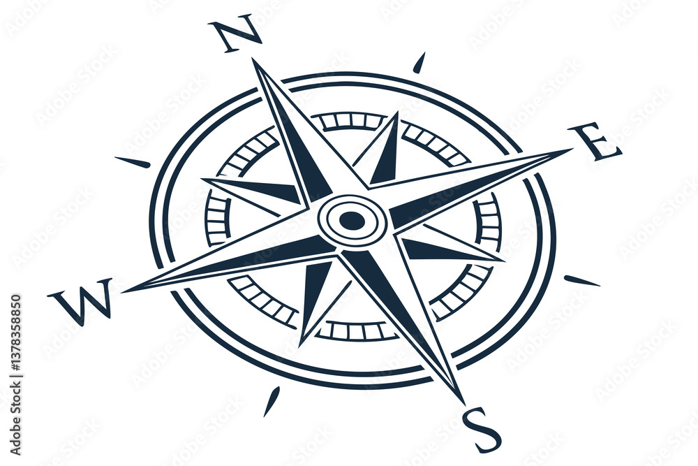Vector compass rose icon, a symbol of nautical direction and old world travel Vector compass rose icon, a symbol of nautical direction and old world travel