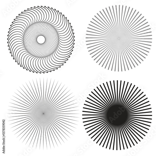 Thin Radial Lines Forming Soft Optical Circles