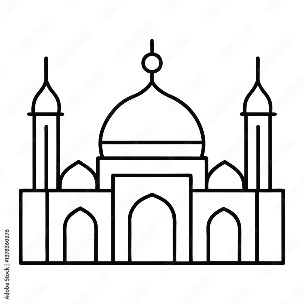 Elegant Line Art of a Mosque Symbolizing Architecture and Spirituality Elegant Line Art of a Mosque Symbolizing Architecture and Spirituality