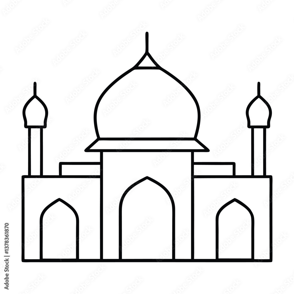 Elegant Line Art of a Mosque Symbolizing Architecture and Spirituality Elegant Line Art of a Mosque Symbolizing Architecture and Spirituality