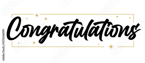 Congratulations handwritten text, vector congrats typographic sign.