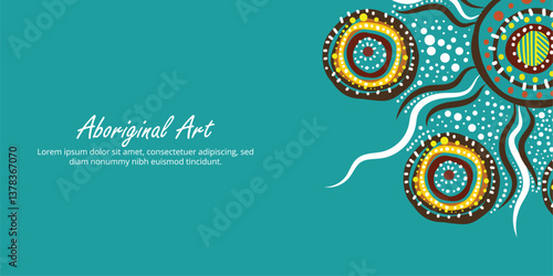 Banner design in vector form that reflects the stunning beauty of Aboriginal dot artwork