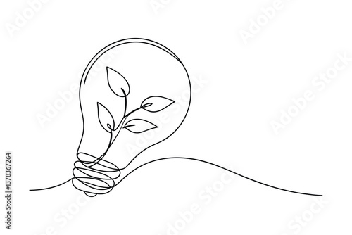 Ecofriendly Lightbulb Green Energy, Sustainable Idea, Natures Innovation