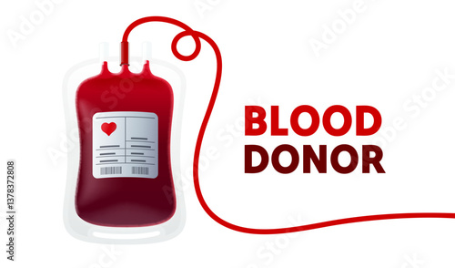 Obraz na płótnie Donor blood bag, blood donation announcement cover. Vector illustration w salonie