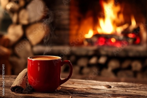 The warmth of a fireplace enhances the cabin's charm.