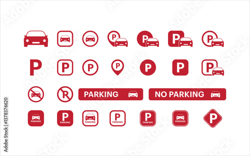 red car signs, no parking signs, parking symbols, speed limit signs, traffic signs, transportation icons, road signage, graphic traffic icons, vector road signs, flat style icons
