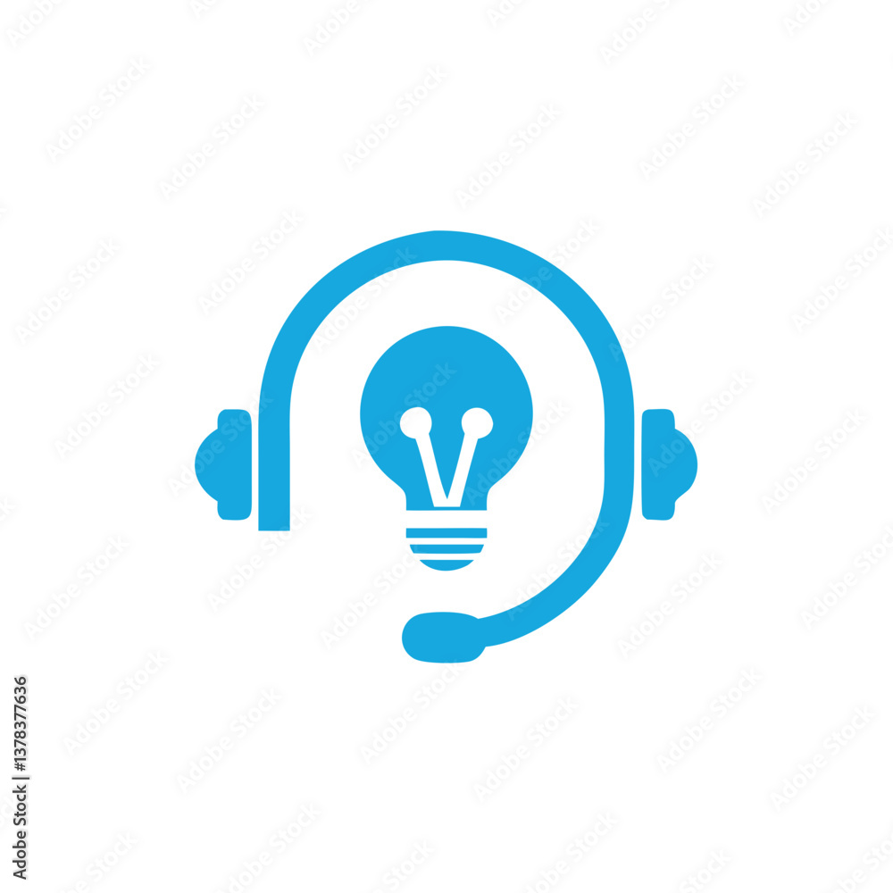 a creative concept with a light bulb and headset a creative concept with a light bulb and headset