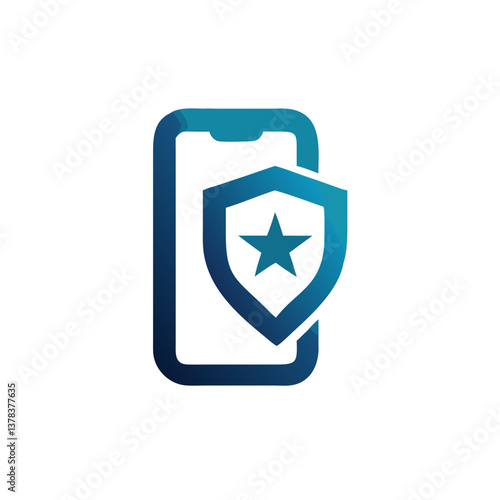 an image showing a smartphone with a shield and a star, symbolizing protection and security