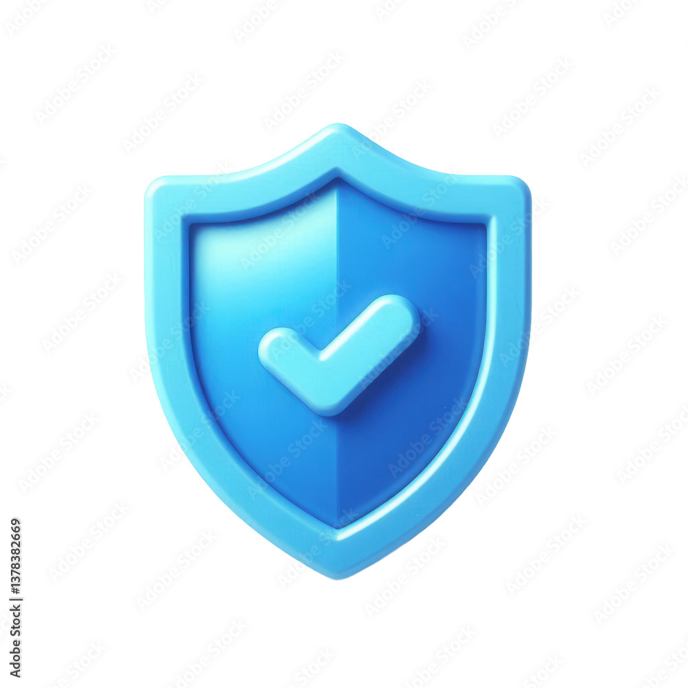 A light blue, three-dimensional shield icon. transparent background A light blue, three-dimensional shield icon. transparent background