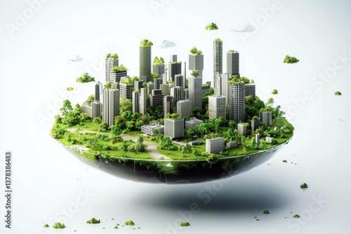 Generative art depicting a sustainable cityscape.