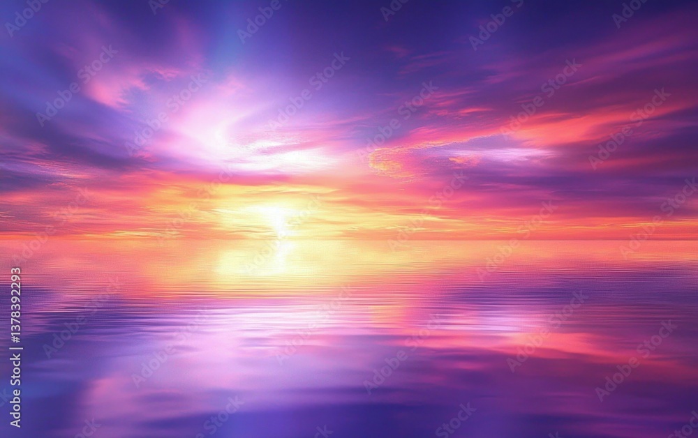 Fototapeta premium Artistic depiction of a sunset with vivid colors reflecting on the surface of the sea.
