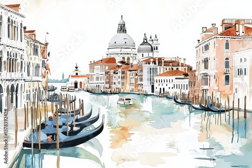 Stunning watercolor painting featuring soft pastel shades of blue, pink, and orange.