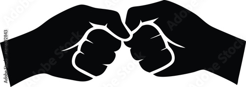 Fist Bump Clipart, Minimalist Black Icon on Transparent Background