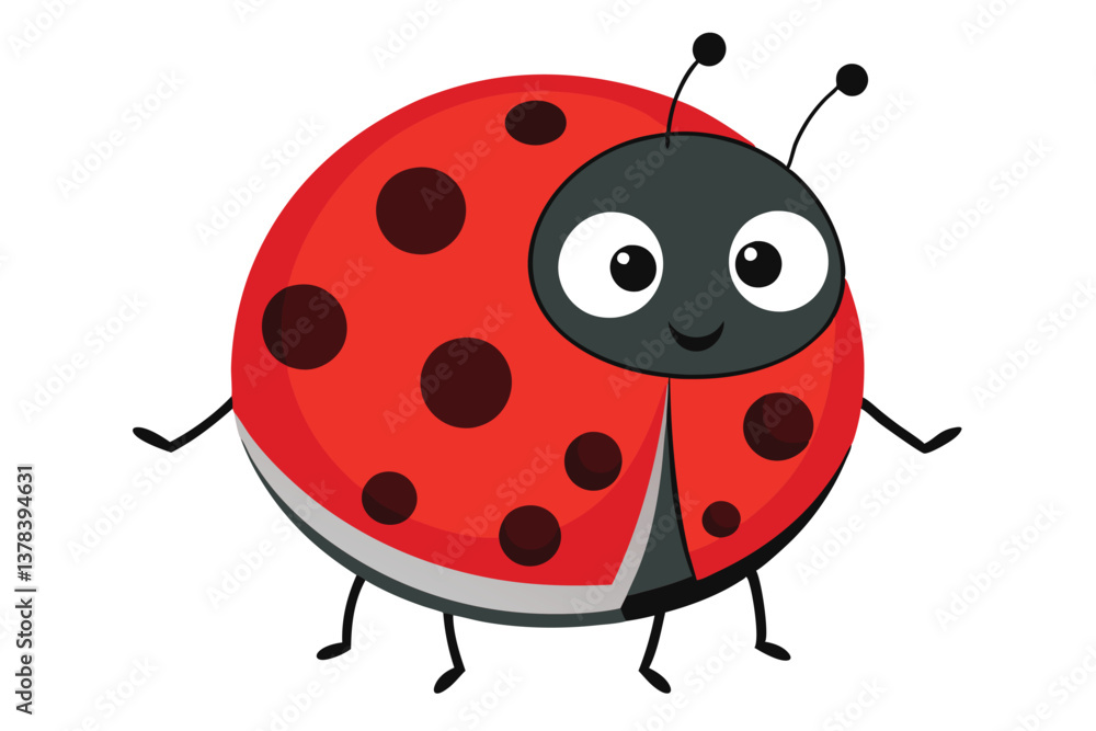 Fototapeta premium Joyful Red Ladybug With Cute Face On Transparent Background