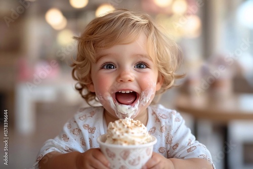 A child enjoying a delicious healthy breakfast.