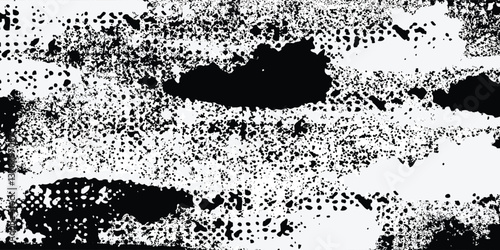 Black and white grunge. Distress overlay texture. Abstract surface dust and rough dirty wall background concept. Worn, torn, weathered effect. Vector illustration, EPS 10.