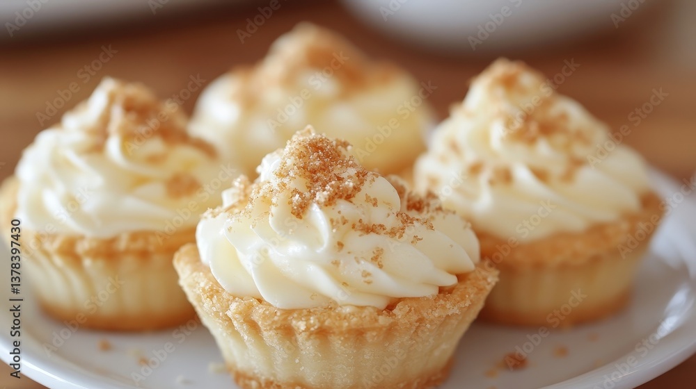 Delicate cupcakes with cream cheese frosting and brown sugar sparkle on a rustic wooden surface. Sweet indulgence! Delicate cupcakes with cream cheese frosting and brown sugar sparkle on a rustic wooden surface. Sweet indulgence!