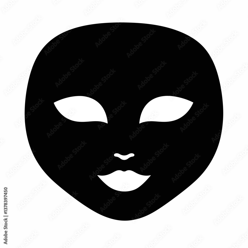 Stylish silhouette of cosmetic face mask on white background, beauty concept Stylish silhouette of cosmetic face mask on white background, beauty concept
