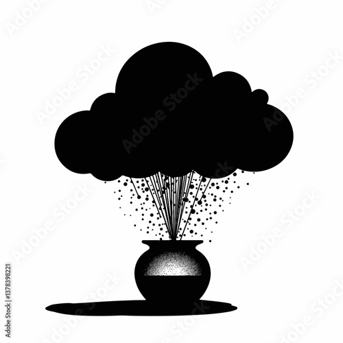 Cloud chamber silhouette revealing particle paths for physics education