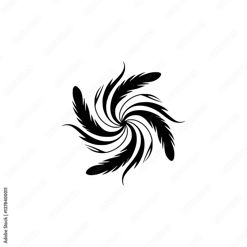 Fototapeta premium Swirling Black Feather Design on Light Grey Background