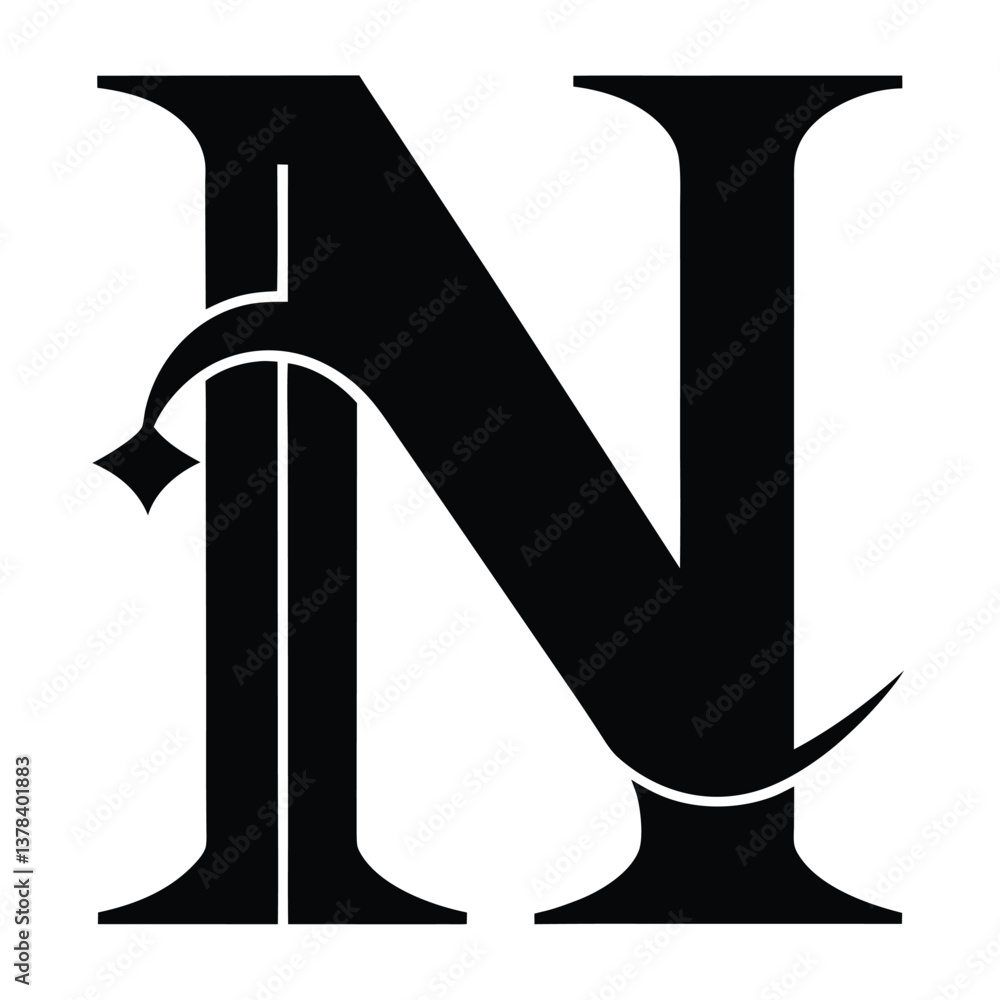 black abstract letter N icon with arch shaped black abstract letter N icon with arch shaped