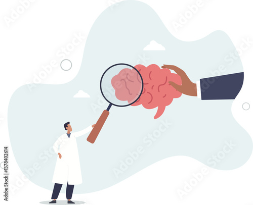 Neurosurgery doctor as brain and head health specialist.Patient medical examination with MRI scan.flat character life .