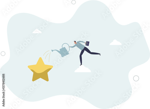 Ambition or motivation to success or being excellence, aspiration and effort to improve, growing and best performance concept.flat character life .
