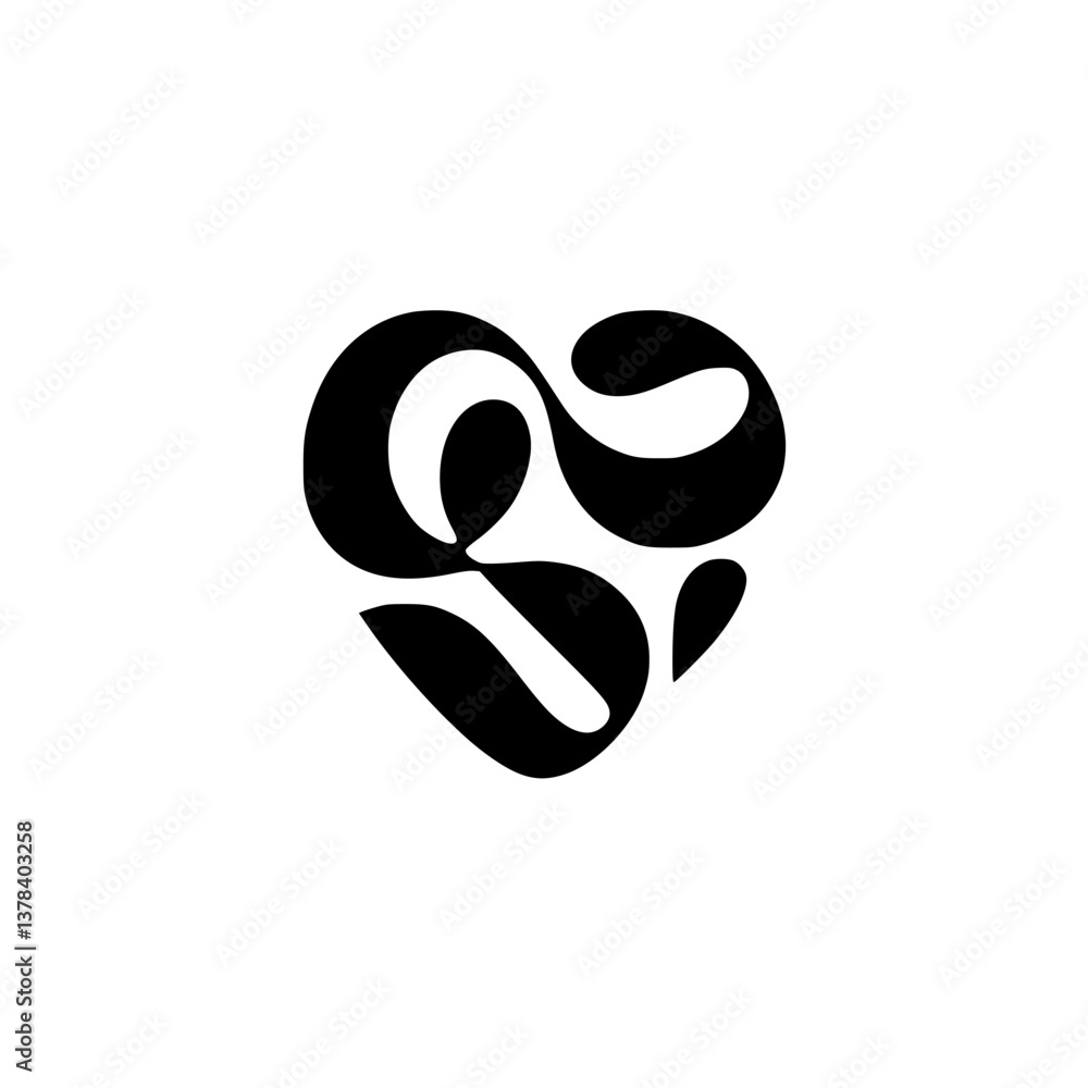 Abstract Heart Graphic in Black and White Abstract Heart Graphic in Black and White