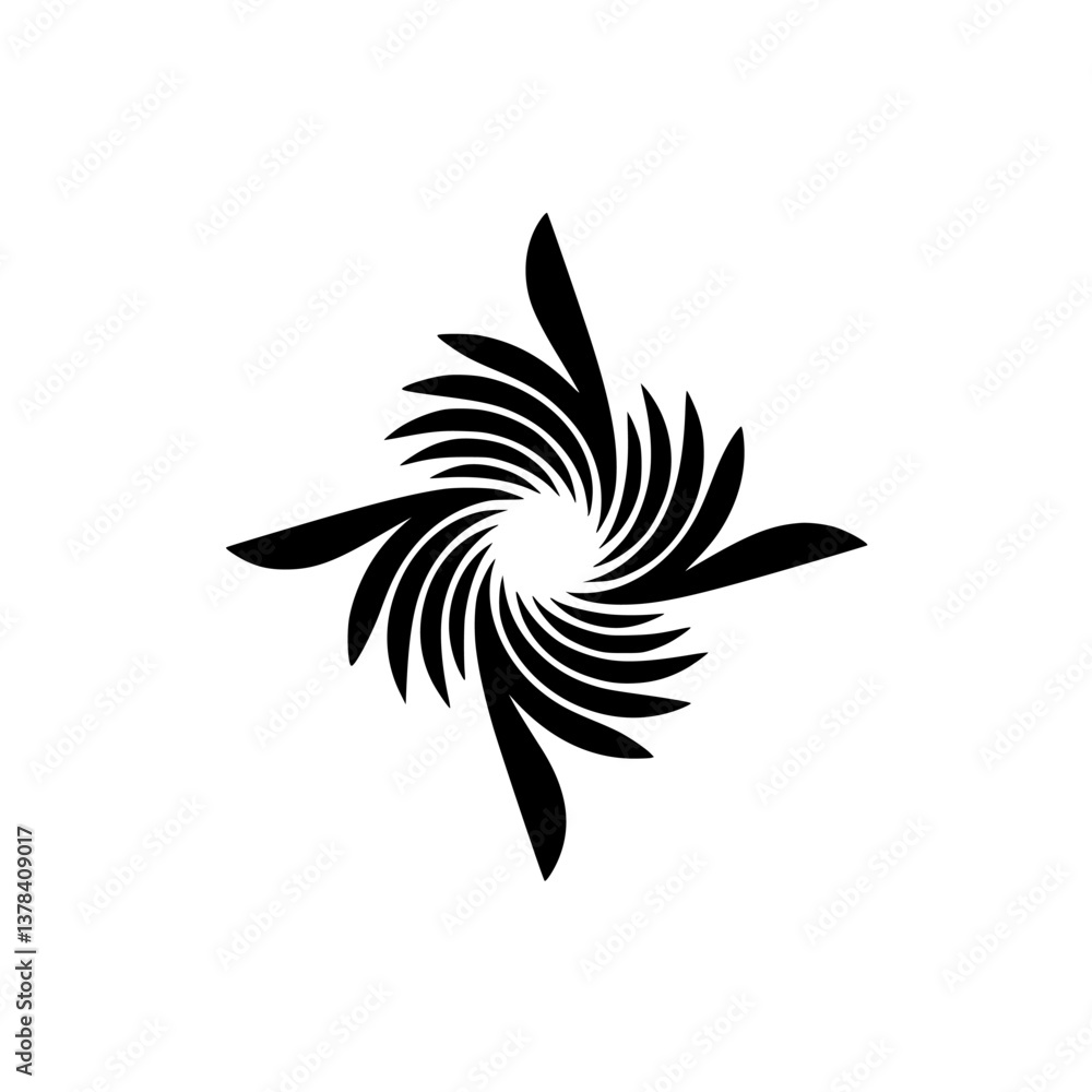 Fototapeta premium Abstract Black Swirl Design on Cream Background