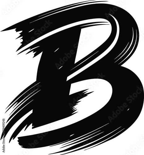 letter b brush stroke typography vector