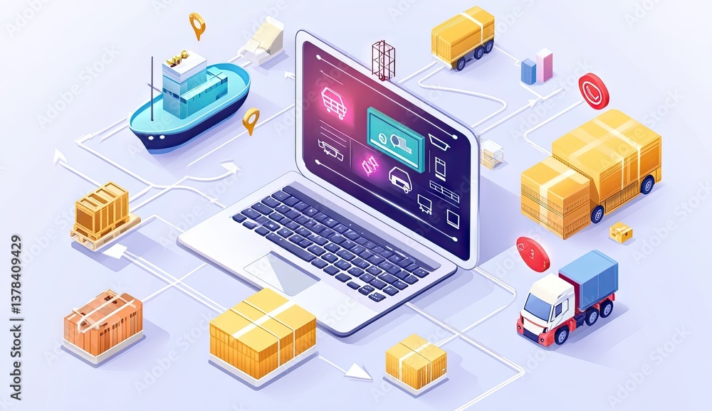 Fototapeta premium Global logistics network management system