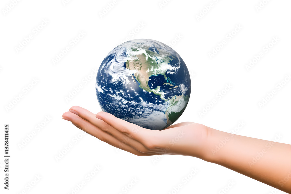 Realistic Photo of Hand Holding Earth Globe On Black Transparent Background Realistic Photo of Hand Holding Earth Globe On Black Transparent Background