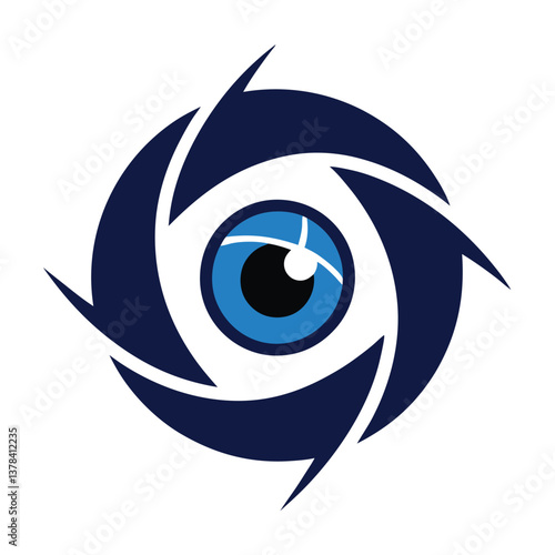 Blue Eye Iris Diaphragm Design with Sharp Details Isolated on Transparent Background